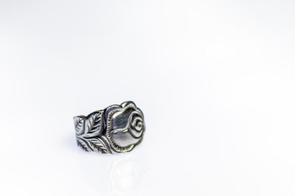 Silberring Rose aus Besteck / Löffelkunst – Bild 3