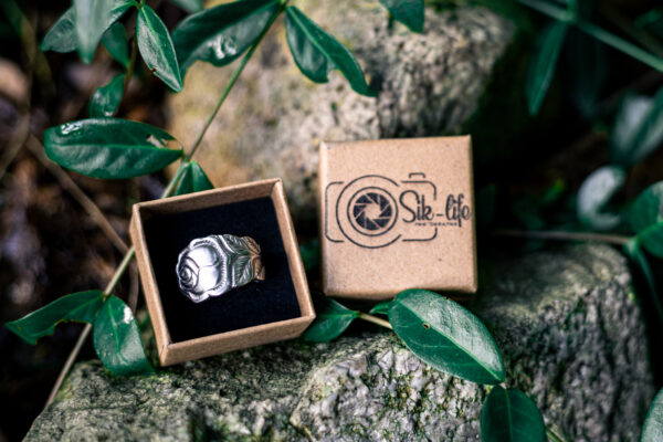 Silberring Rose aus Besteck / Löffelkunst